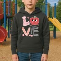 Love Apple Cute Teacher Gift Kids Hoodie thumb 2