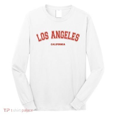 Los Angeles California CA Red Lette Long Sleeve Shirt