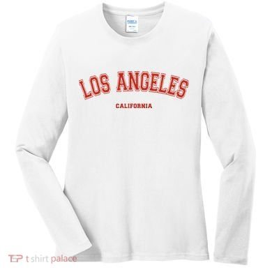 Los Angeles California CA Red Lette Women's Long Sleeve Shirt