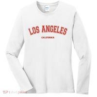 Los Angeles California CA Red Lette Women's Long Sleeve Shirt thumb 0