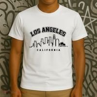 Los Angeles California City Skyline Retro T-Shirt thumb 3