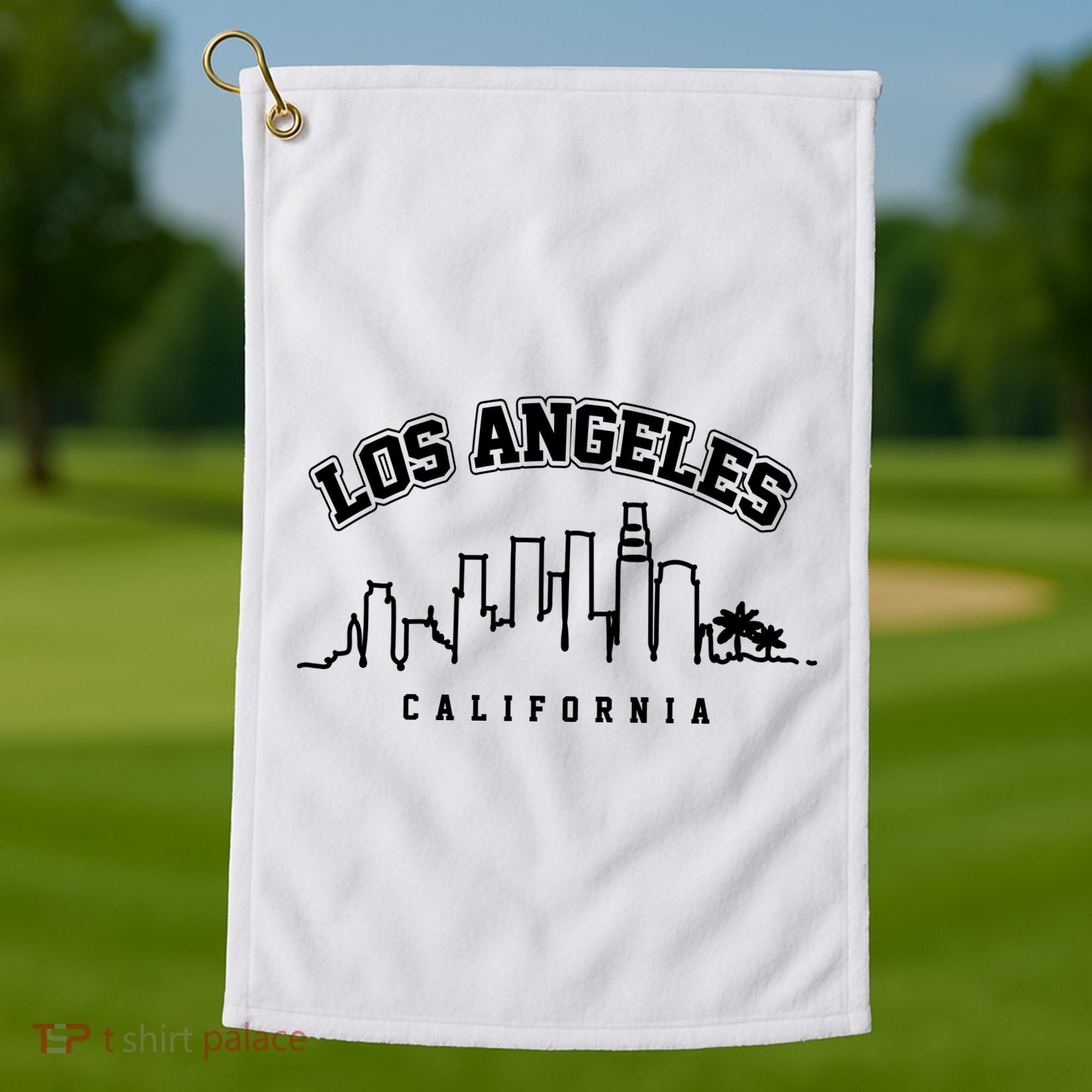 Los Angeles California City Skyline Retro Golf Towel