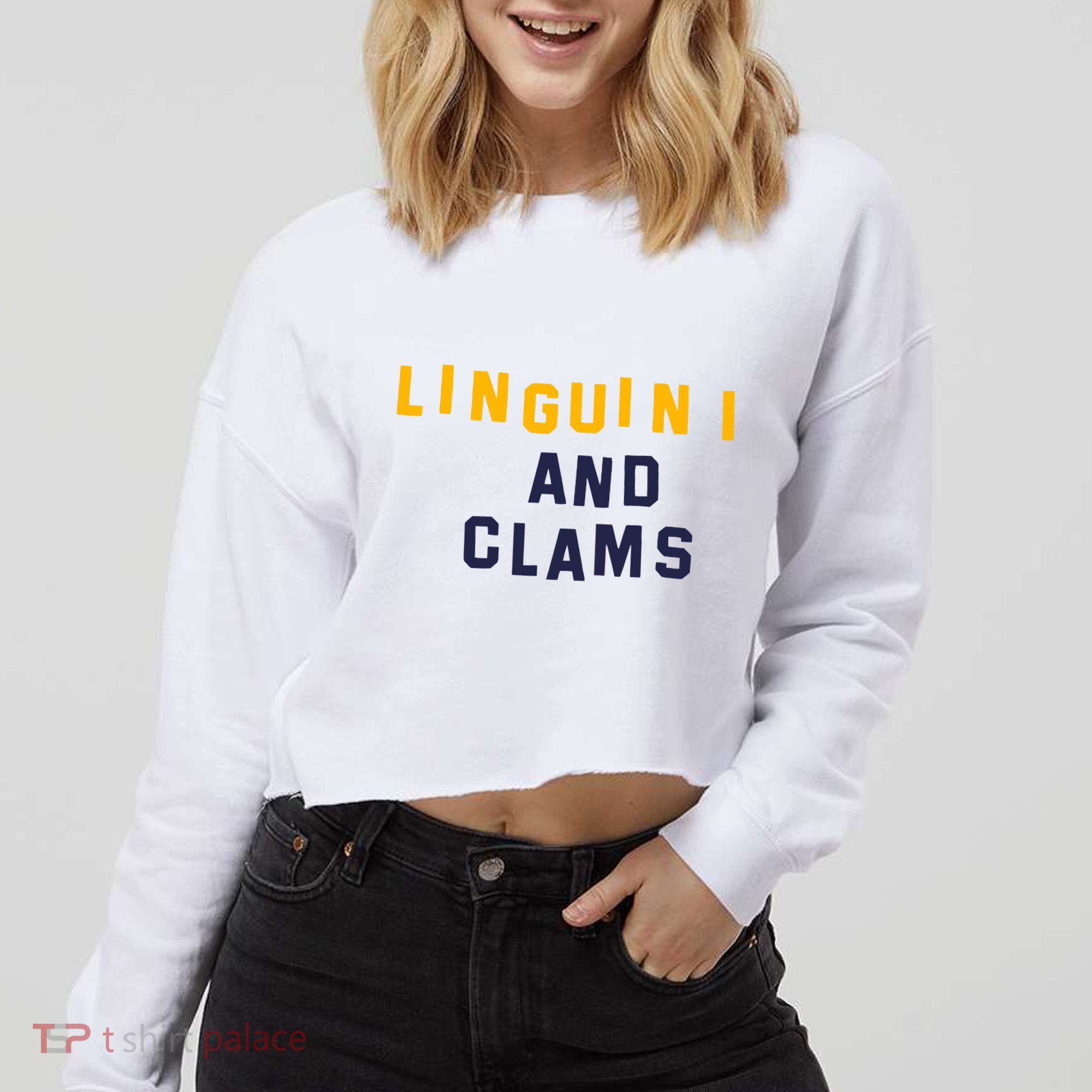 LINGUINI AND CLAMS Cropped Pullover Crew