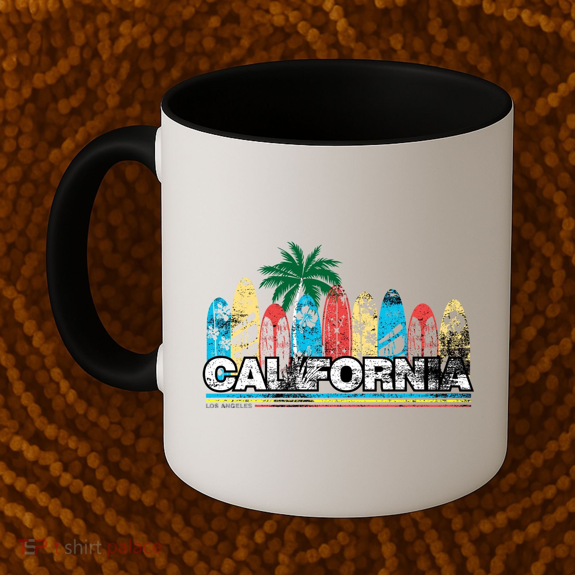 Los Angeles California Surfboard Theme Coffee Mug