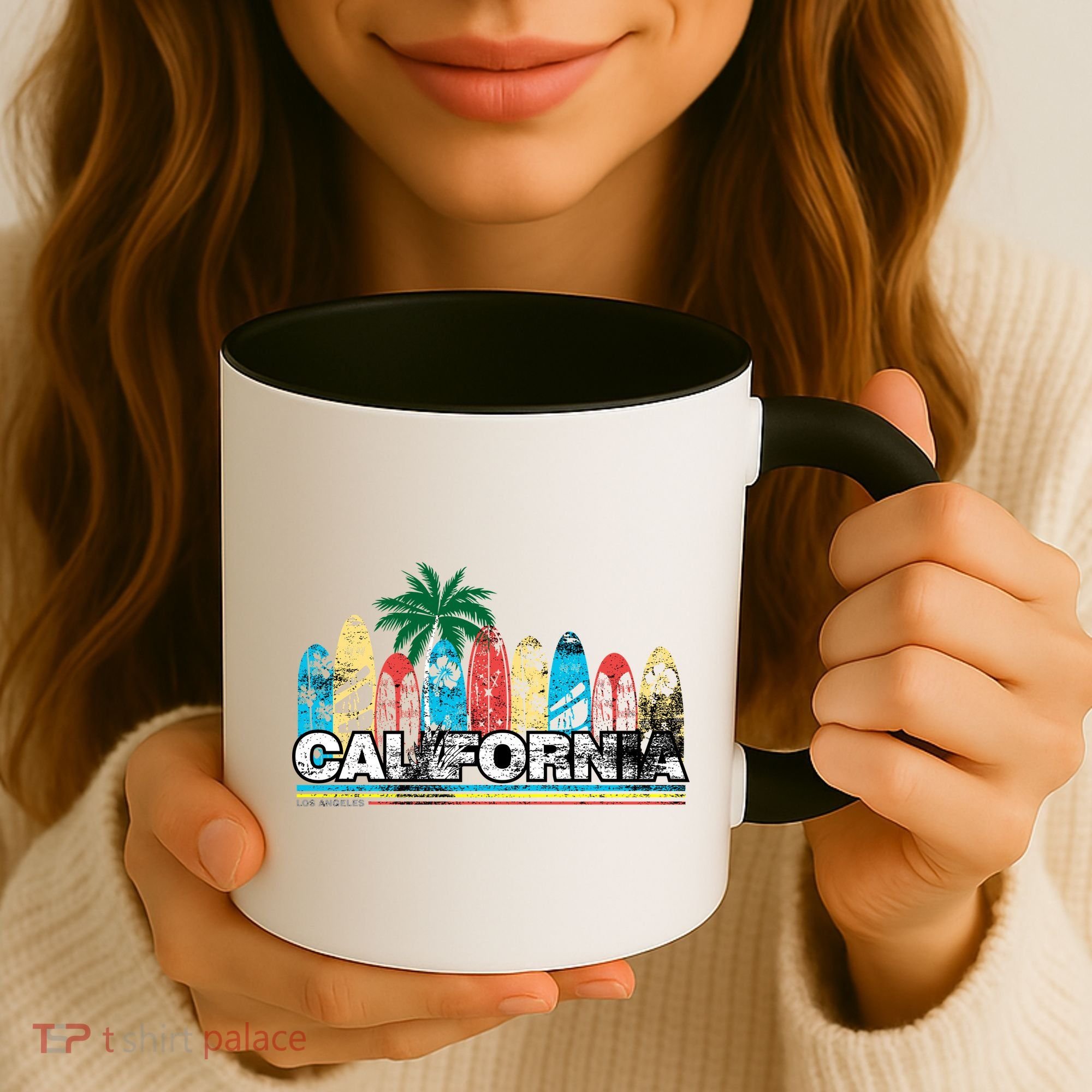 Los Angeles California Surfboard Theme Coffee Mug
