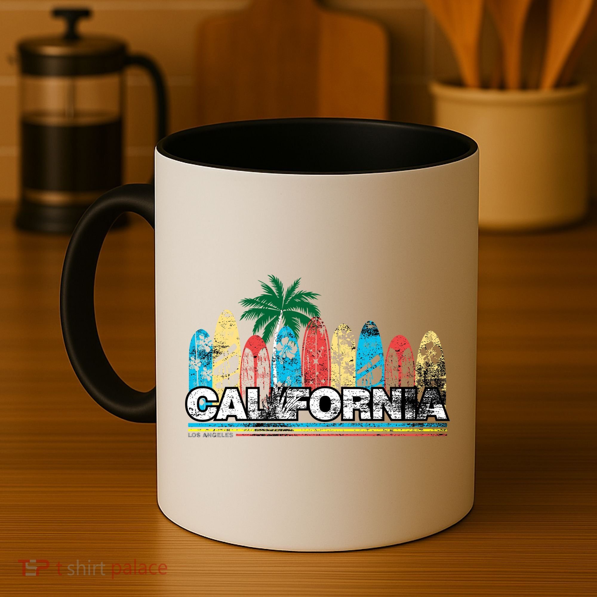 Los Angeles California Surfboard Theme Coffee Mug