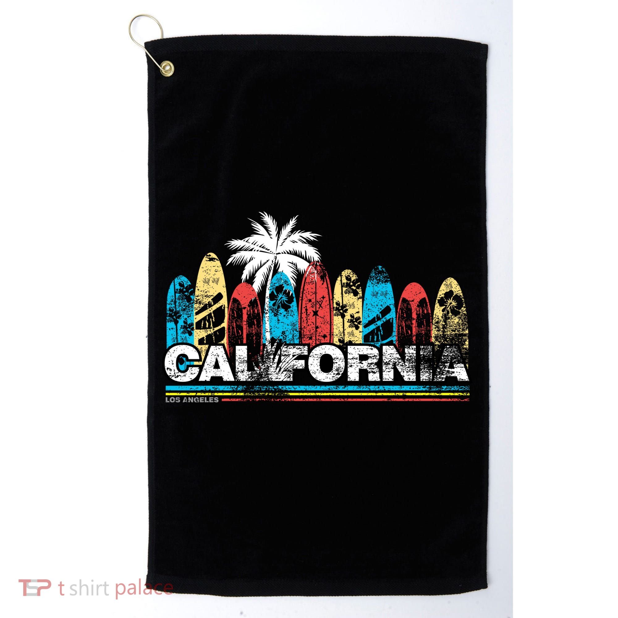 Los Angeles California Surfboard Theme Golf Towel