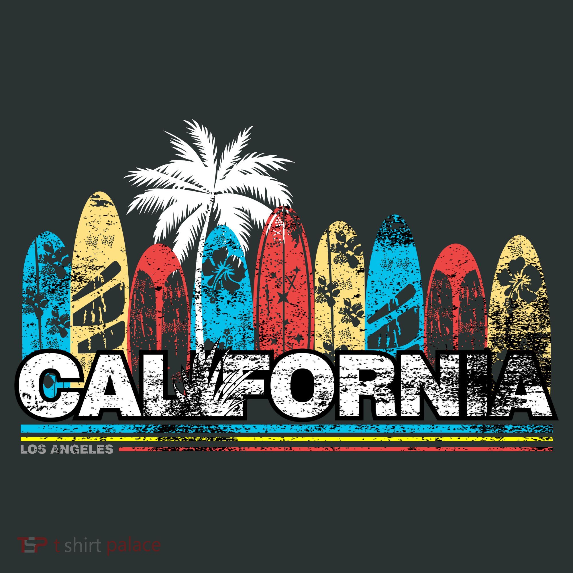 Los Angeles California Surfboard Theme Long Sleeve Shirt