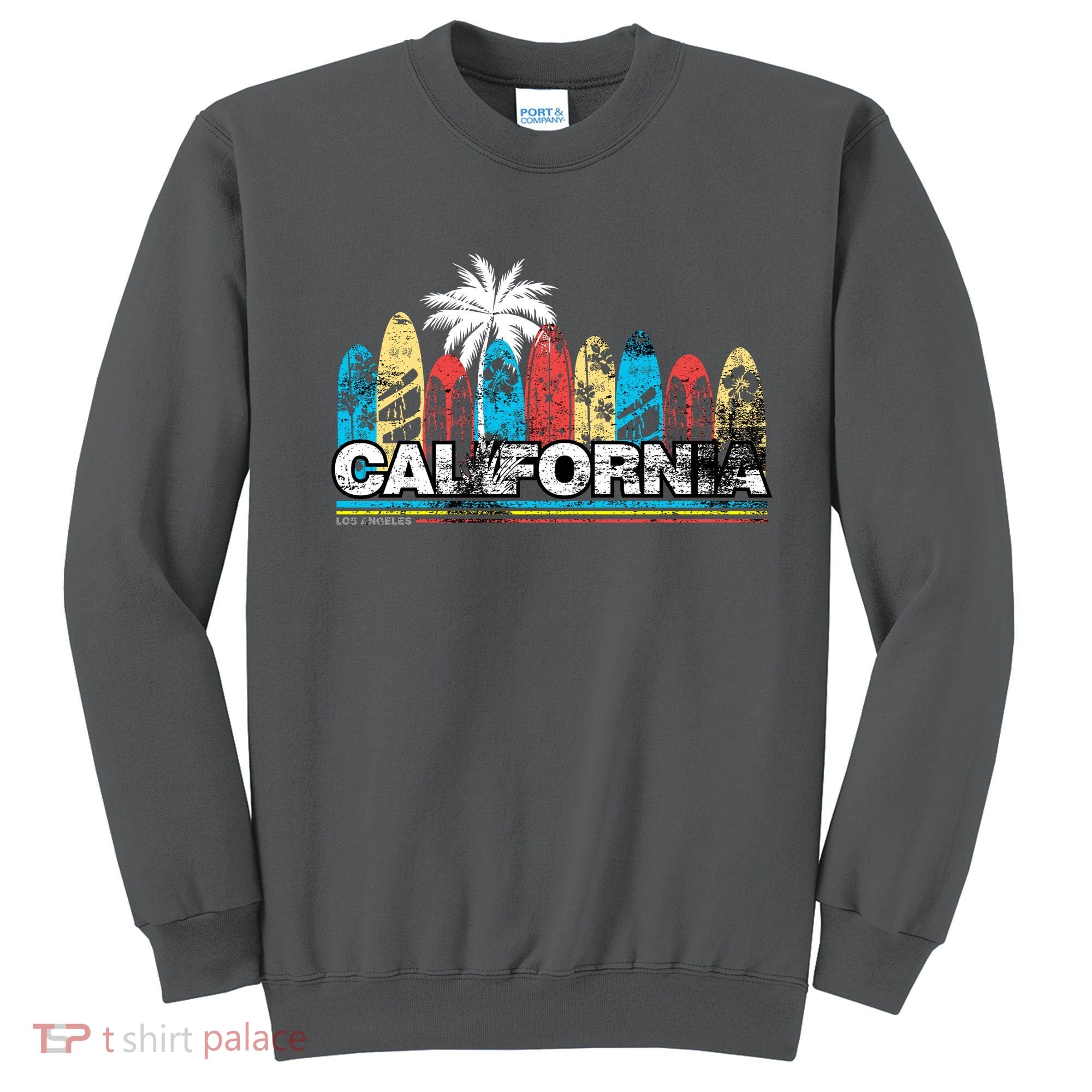 Los Angeles California Surfboard Theme Sweatshirt