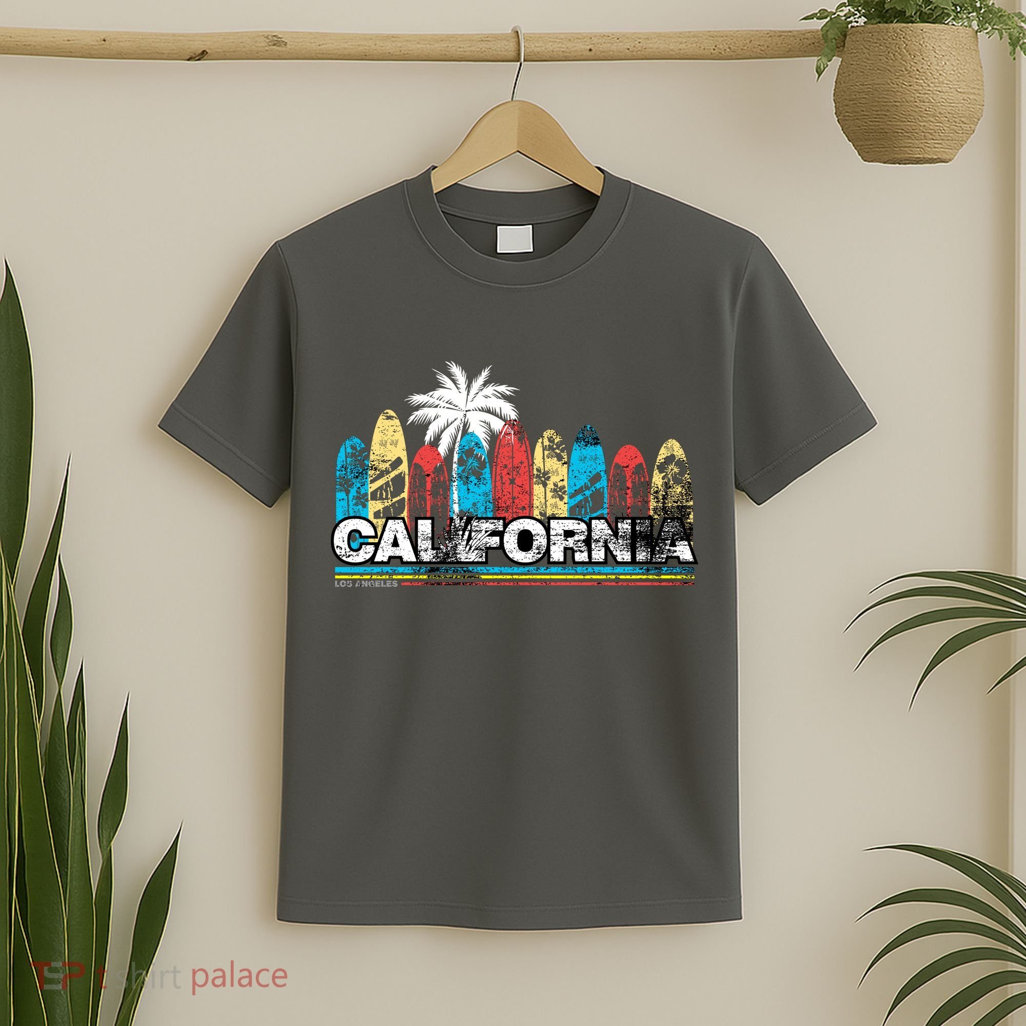 Los Angeles California Surfboard Theme T-Shirt