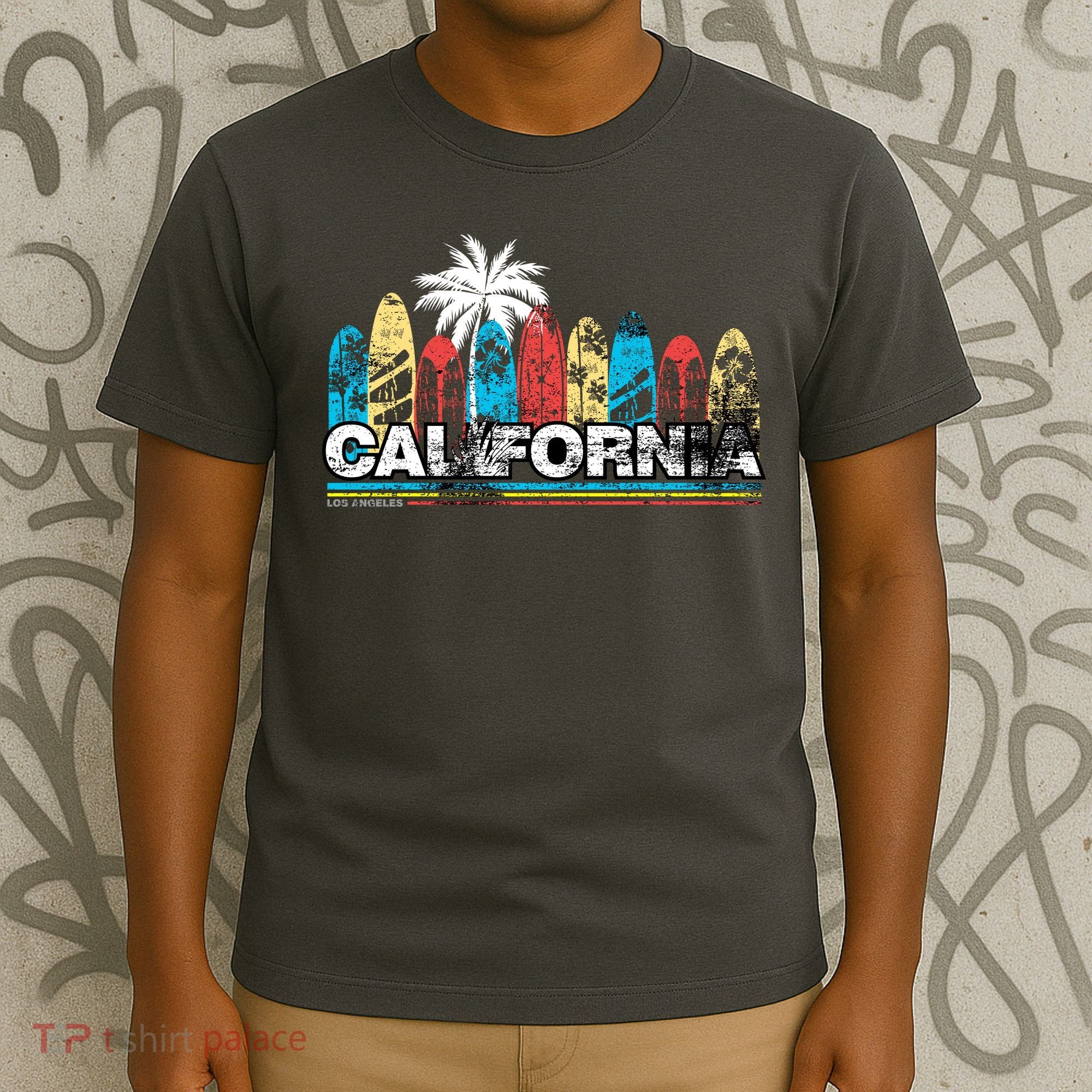 Los Angeles California Surfboard Theme T-Shirt