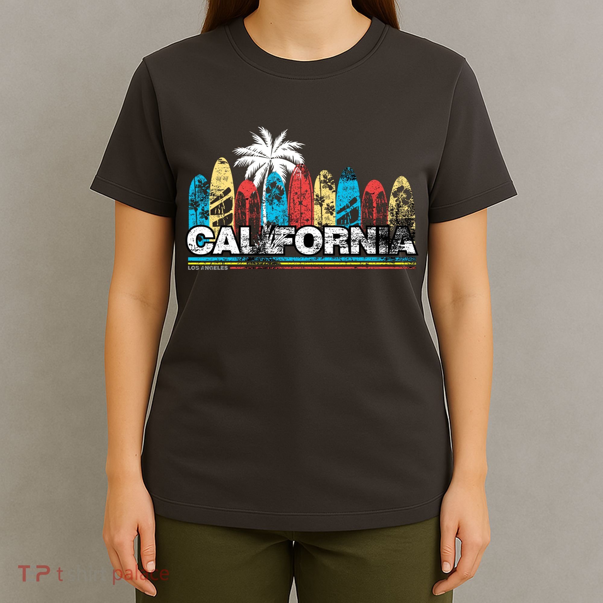 Los Angeles California Surfboard Theme T-Shirt