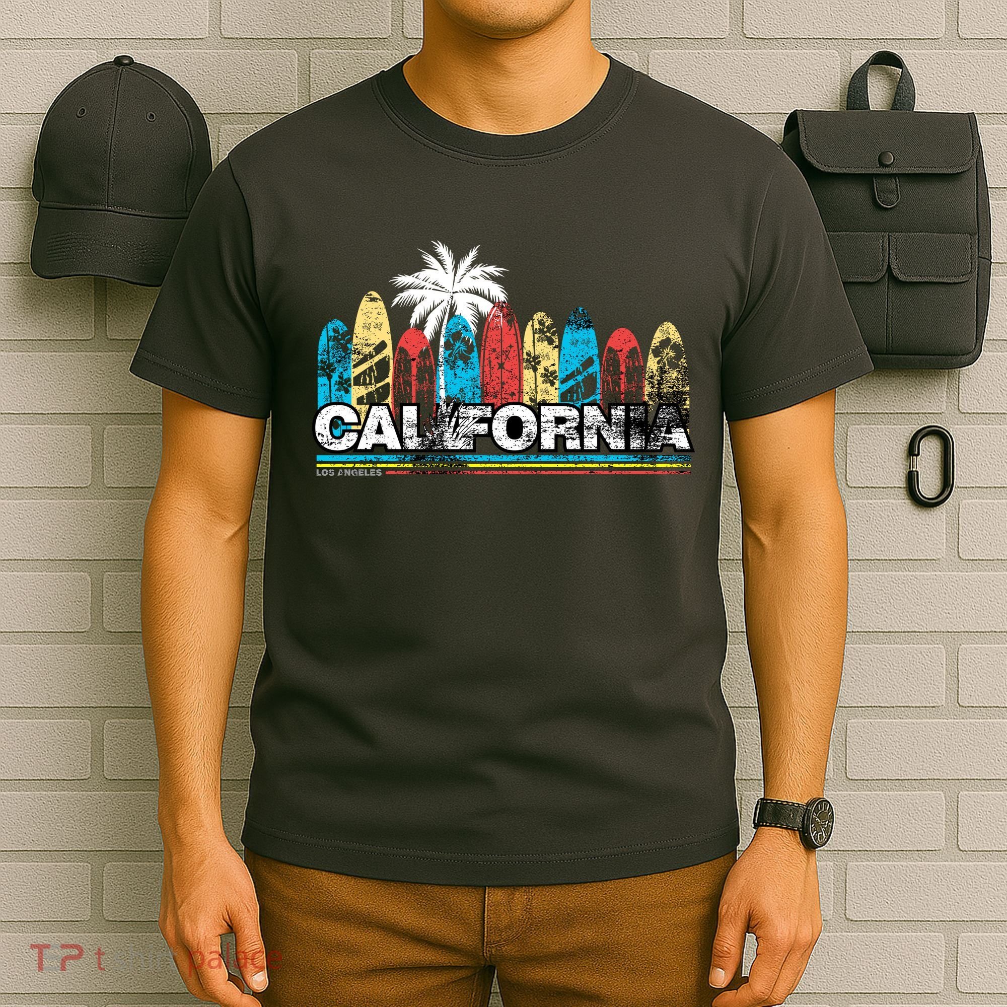 Los Angeles California Surfboard Theme T-Shirt