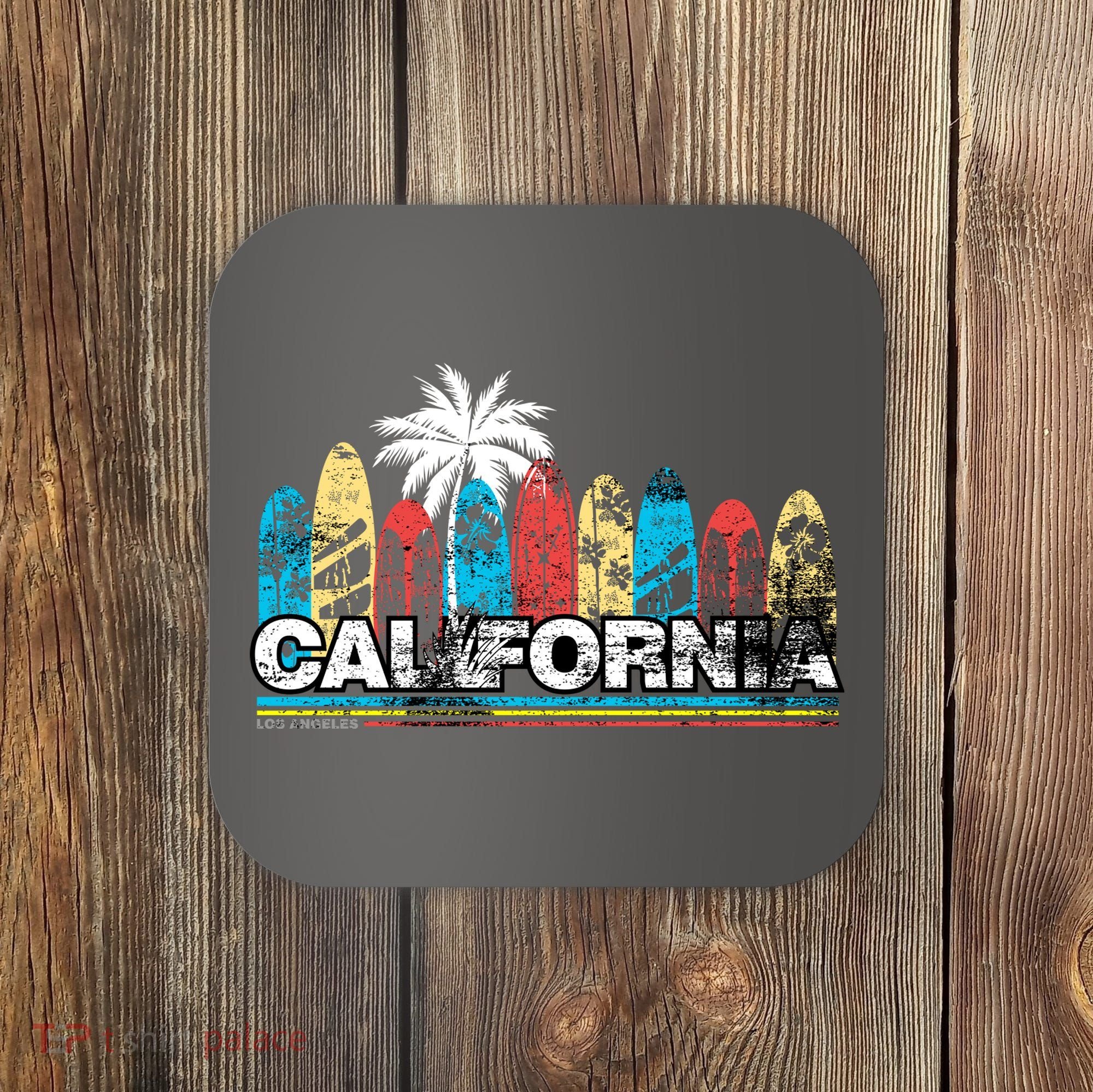 Los Angeles California Surfboard Theme Coaster