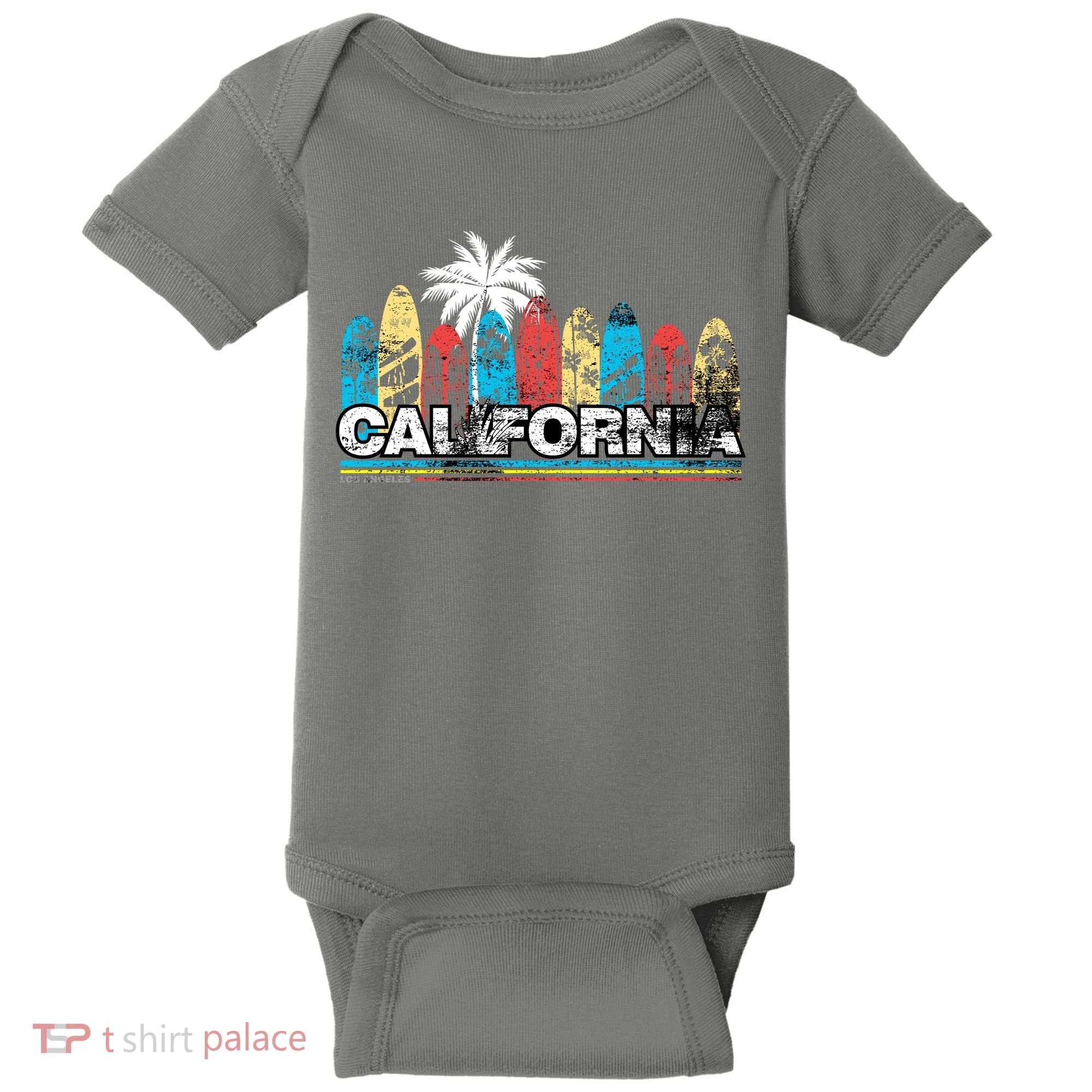 Los Angeles California Surfboard Theme Baby Bodysuit