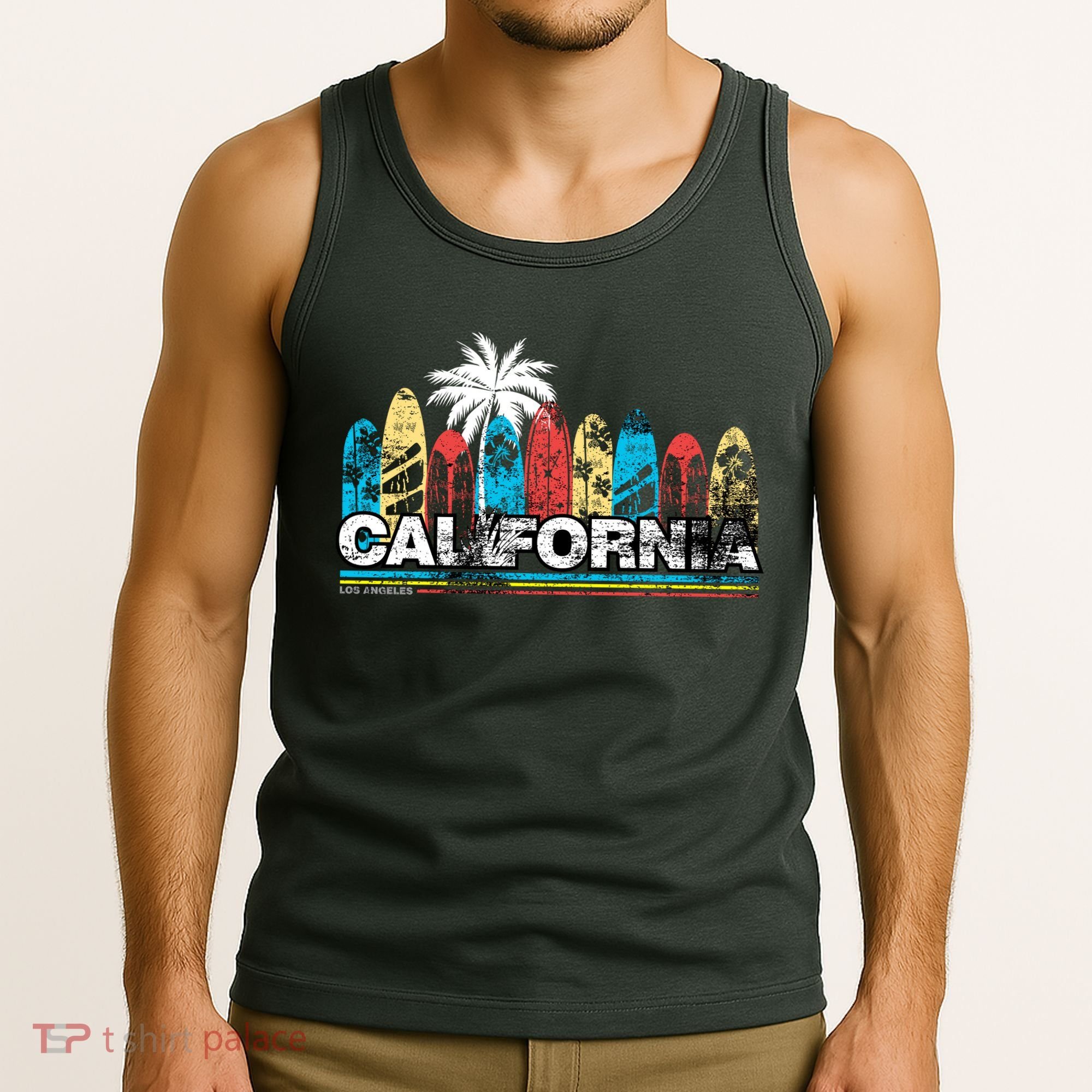 Los Angeles California Surfboard Theme Tank Top