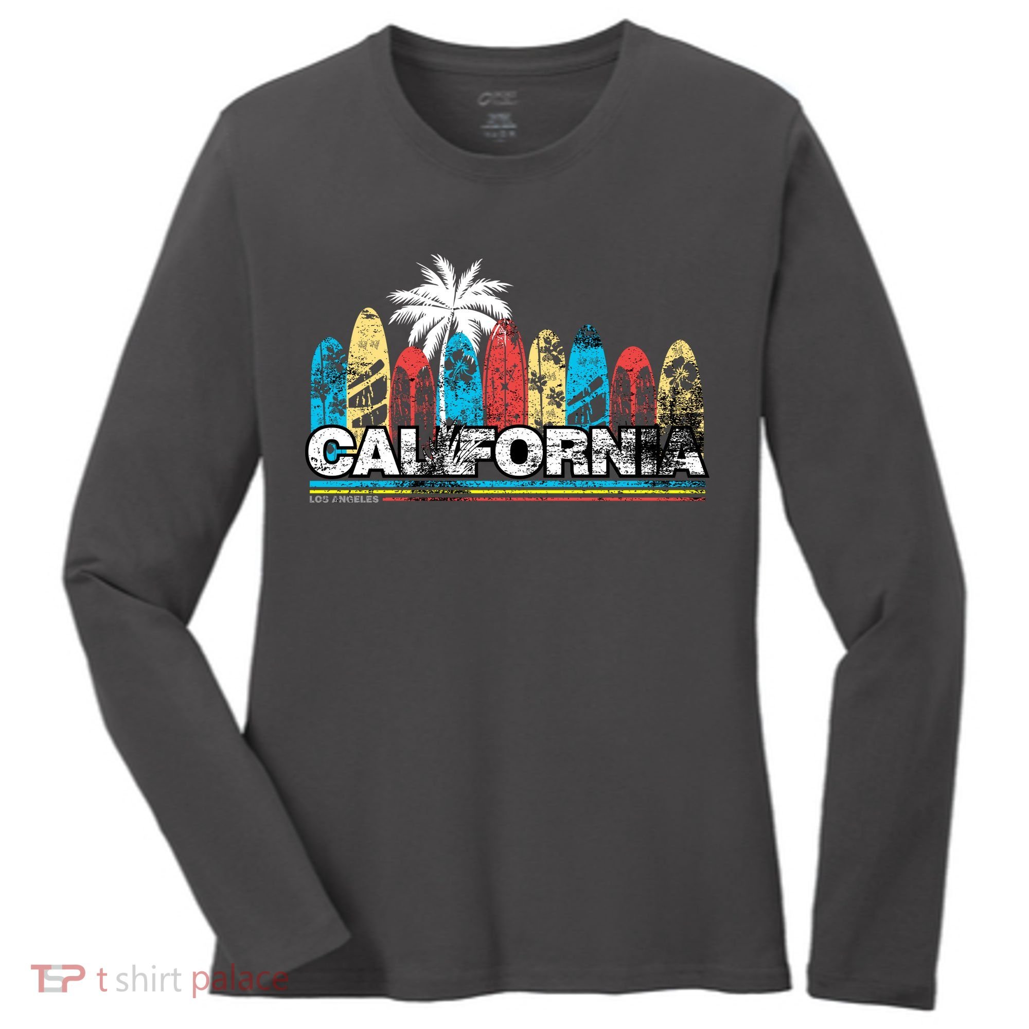 Los Angeles California Surfboard Theme Women's Long Sleeve Shirt