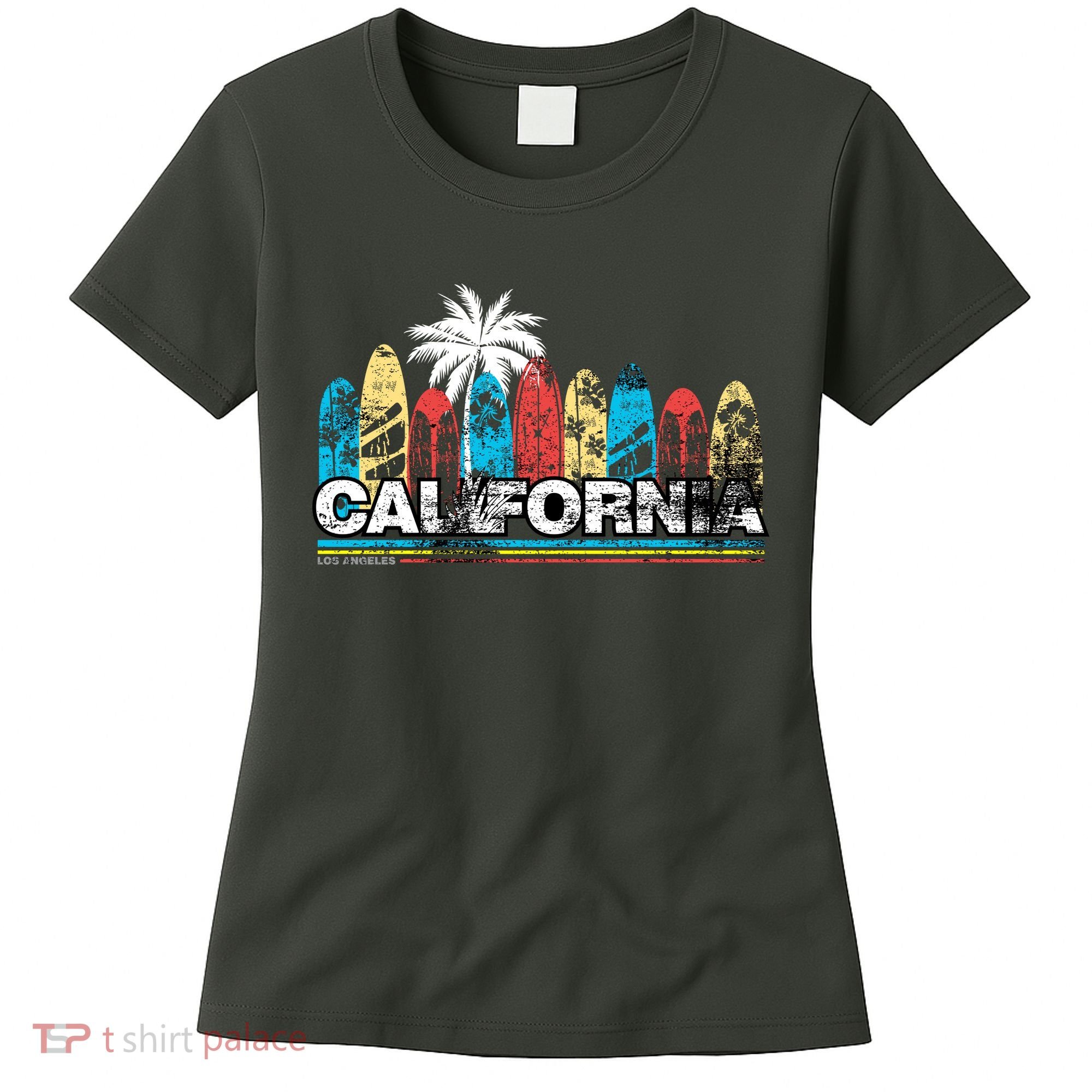 Los Angeles California Surfboard Theme Women's T-Shirt