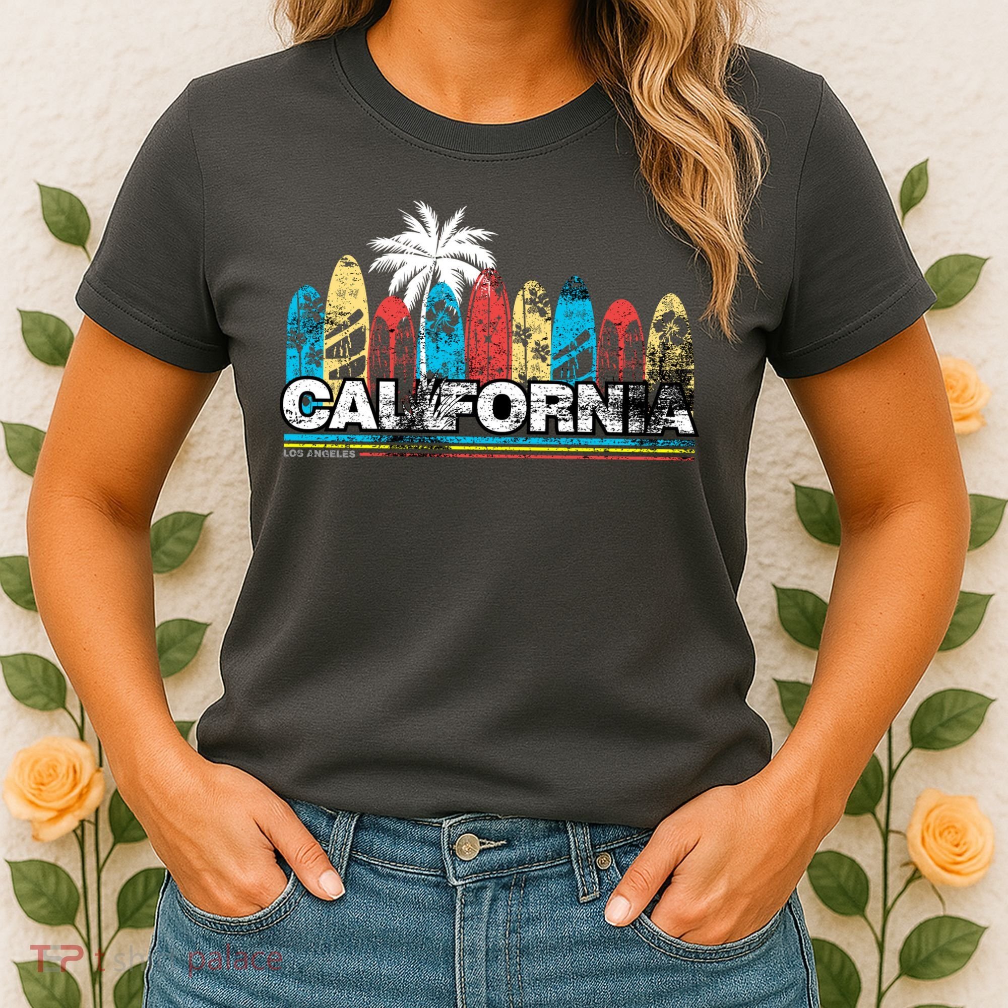 Los Angeles California Surfboard Theme Women's T-Shirt
