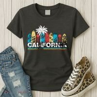 Los Angeles California Surfboard Theme Women's T-Shirt thumb 3