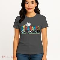 Los Angeles California Surfboard Theme Women's T-Shirt thumb 4