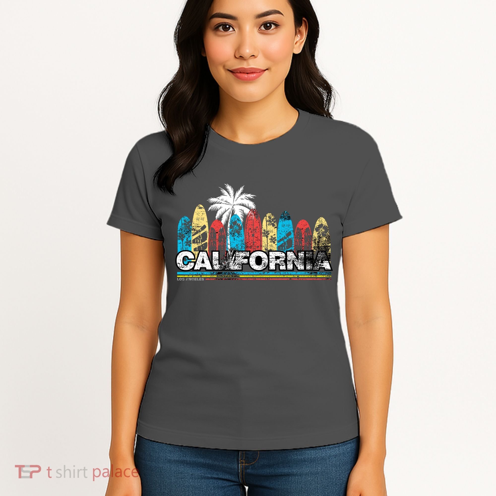 Los Angeles California Surfboard Theme Women's T-Shirt