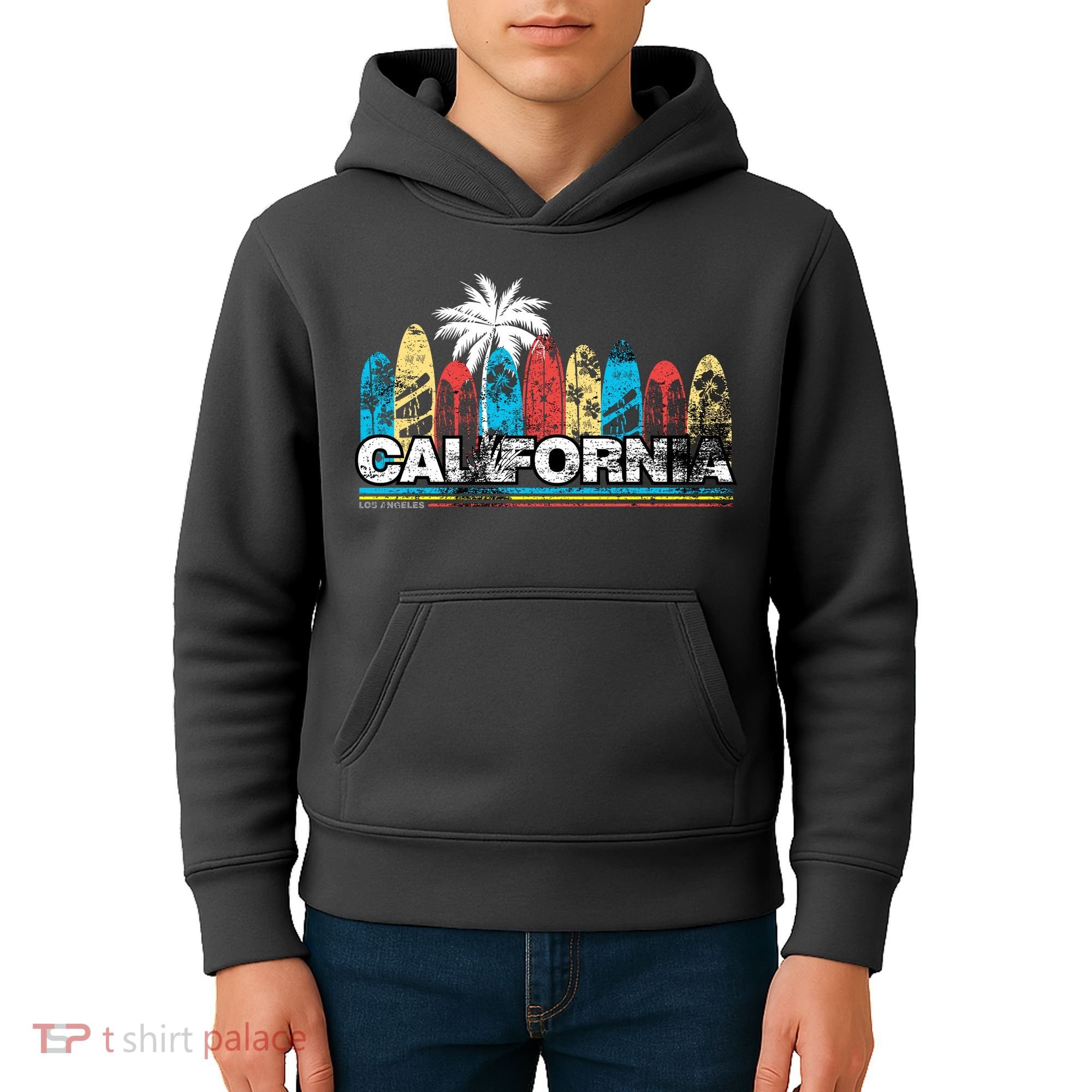 Los Angeles California Surfboard Theme Kids Hoodie