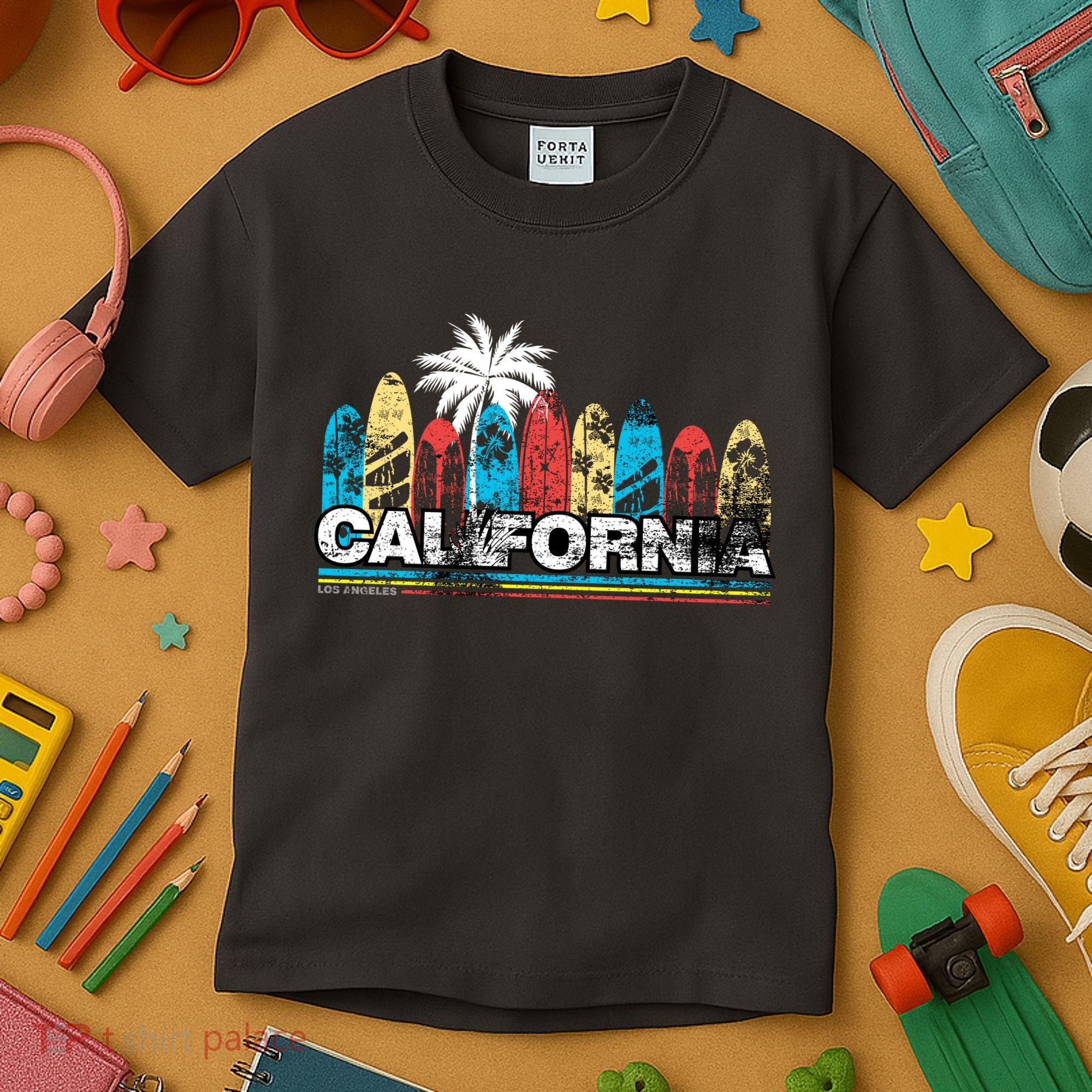 Los Angeles California Surfboard Theme Kids T-Shirt