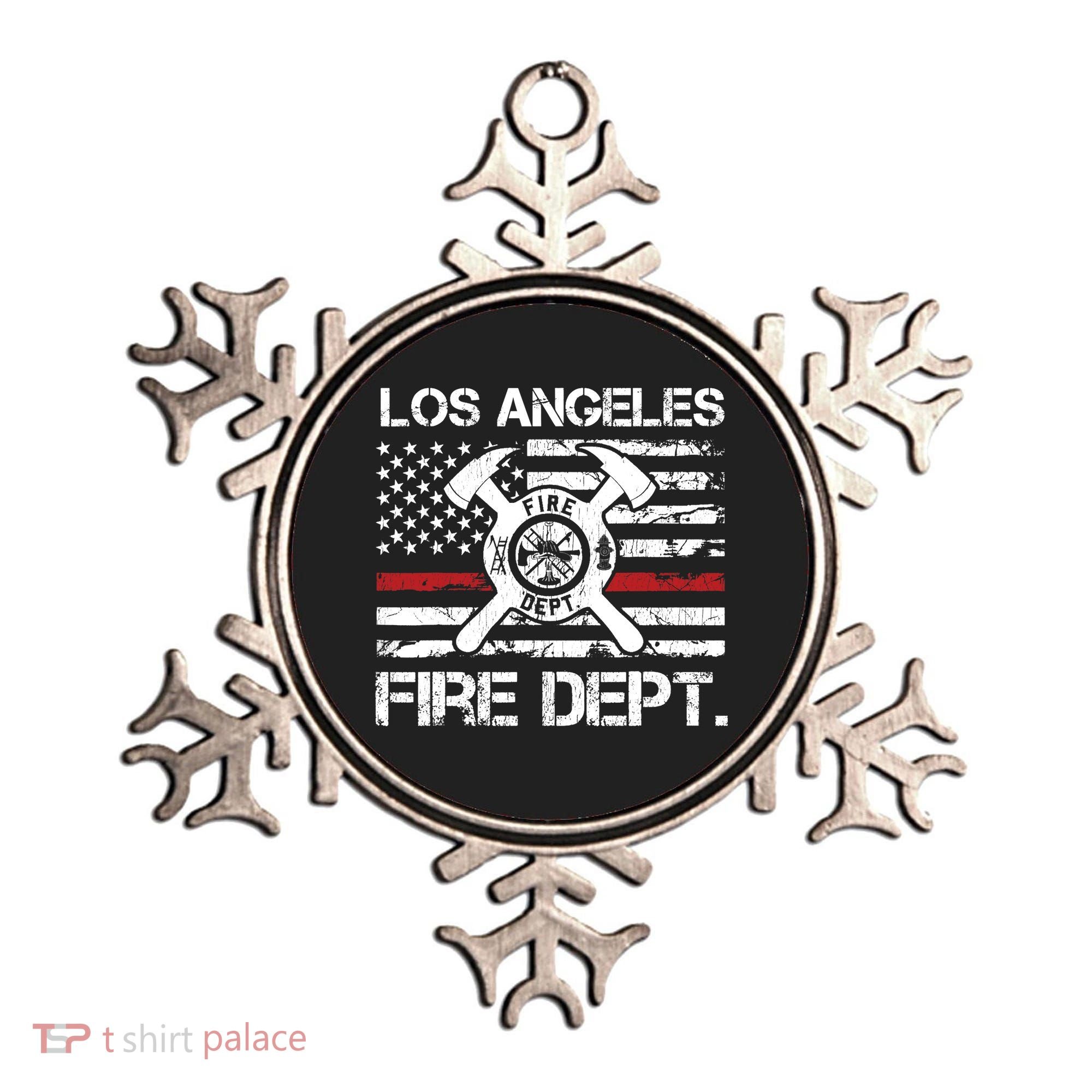 Los Angeles California Fire Department Thin Red Line Fireman Ornament