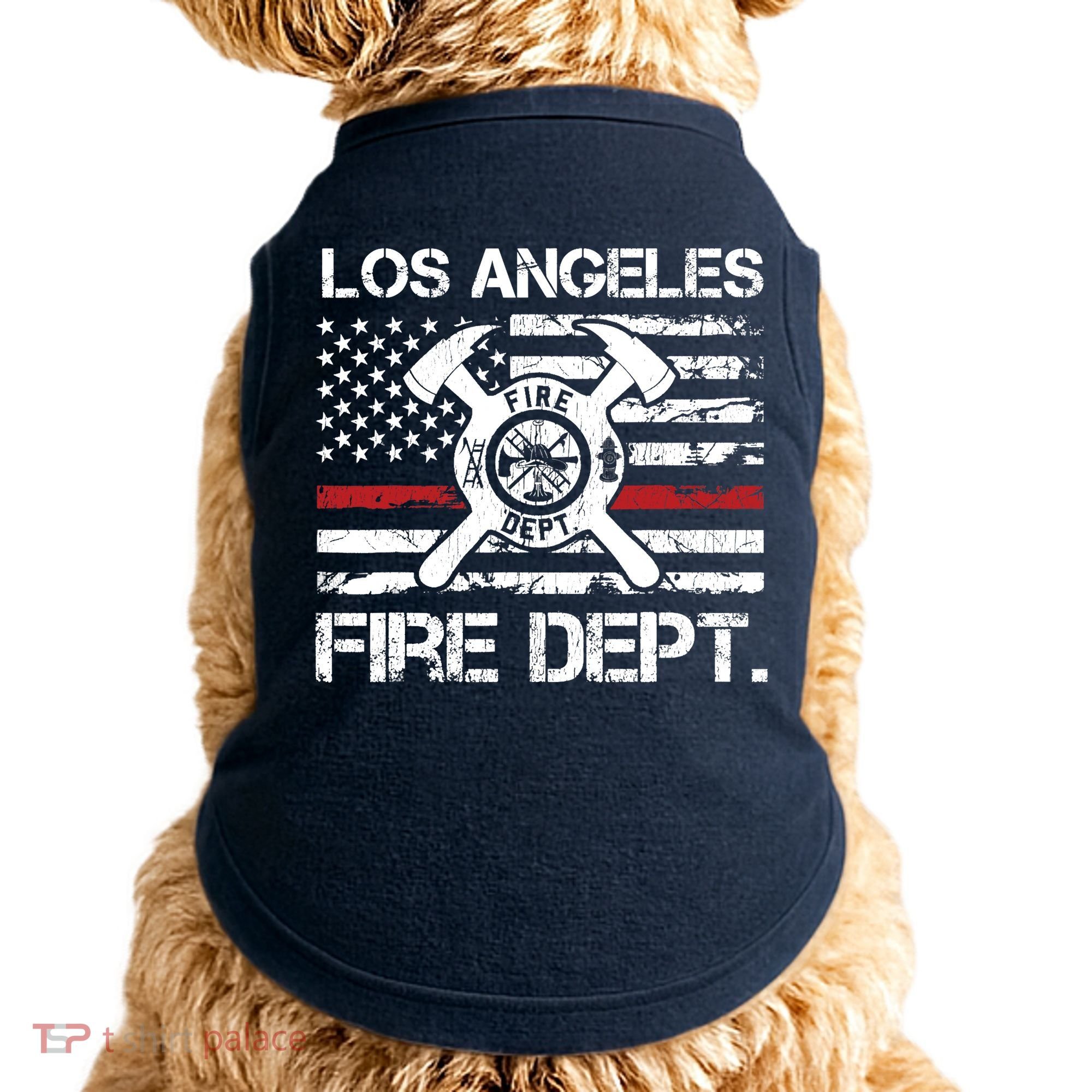 Los Angeles California Fire Department Thin Red Line Fireman Doggie Tank