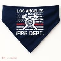 Los Angeles California Fire Department Thin Red Line Fireman USA-Made Doggie Bandana thumb 0