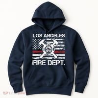 Los Angeles California Fire Department Thin Red Line Fireman Hoodie thumb 0