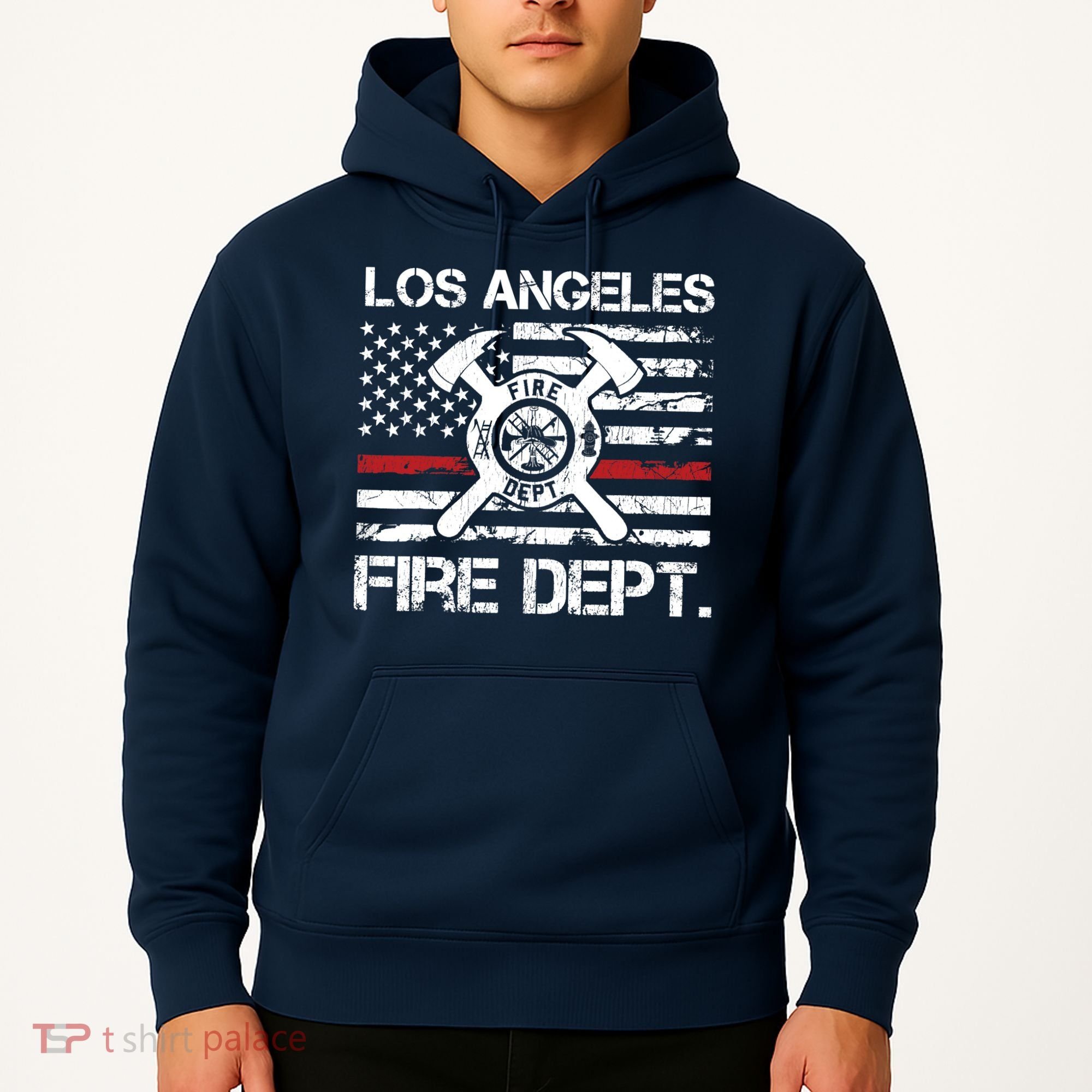 Los Angeles California Fire Department Thin Red Line Fireman Hoodie