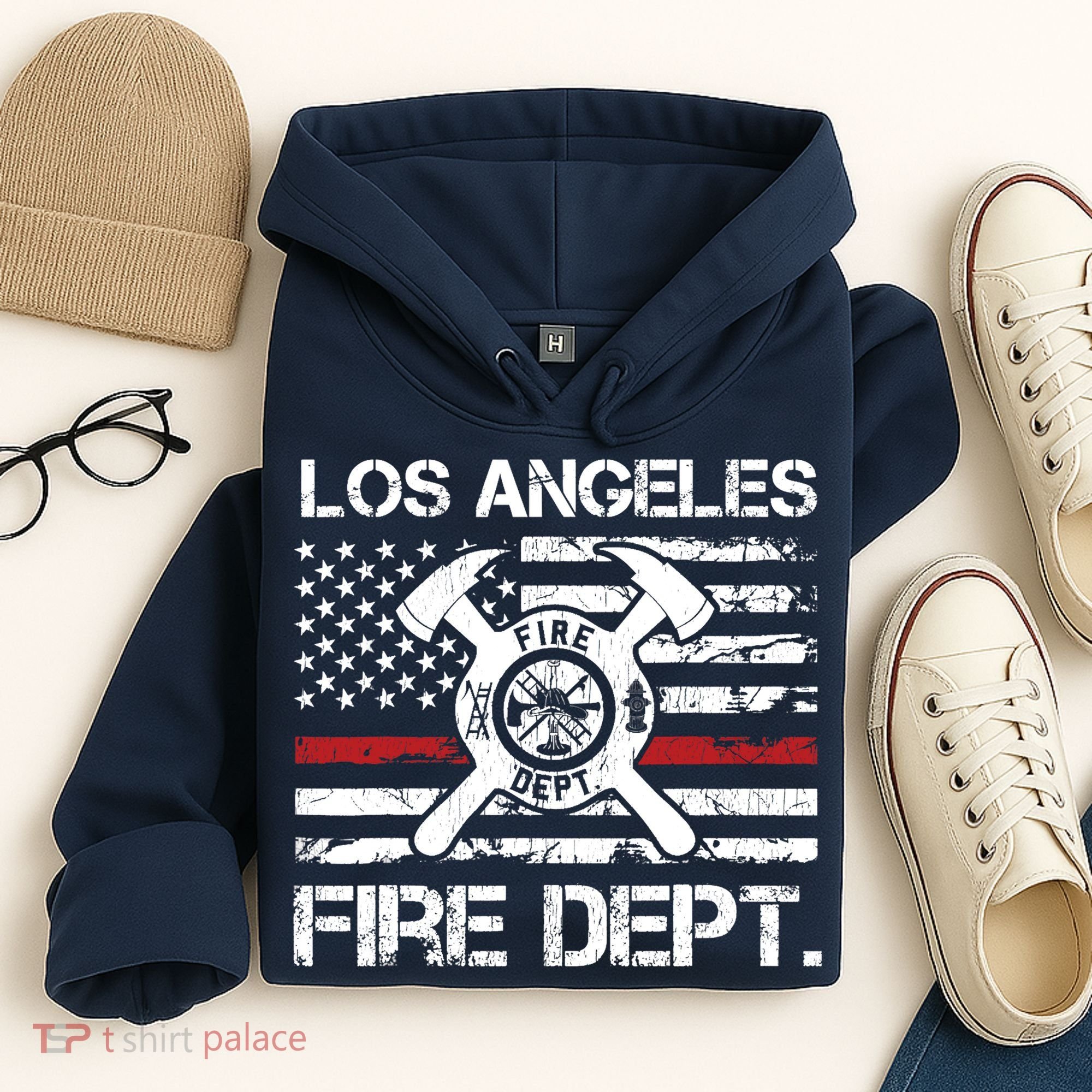 Los Angeles California Fire Department Thin Red Line Fireman Hoodie