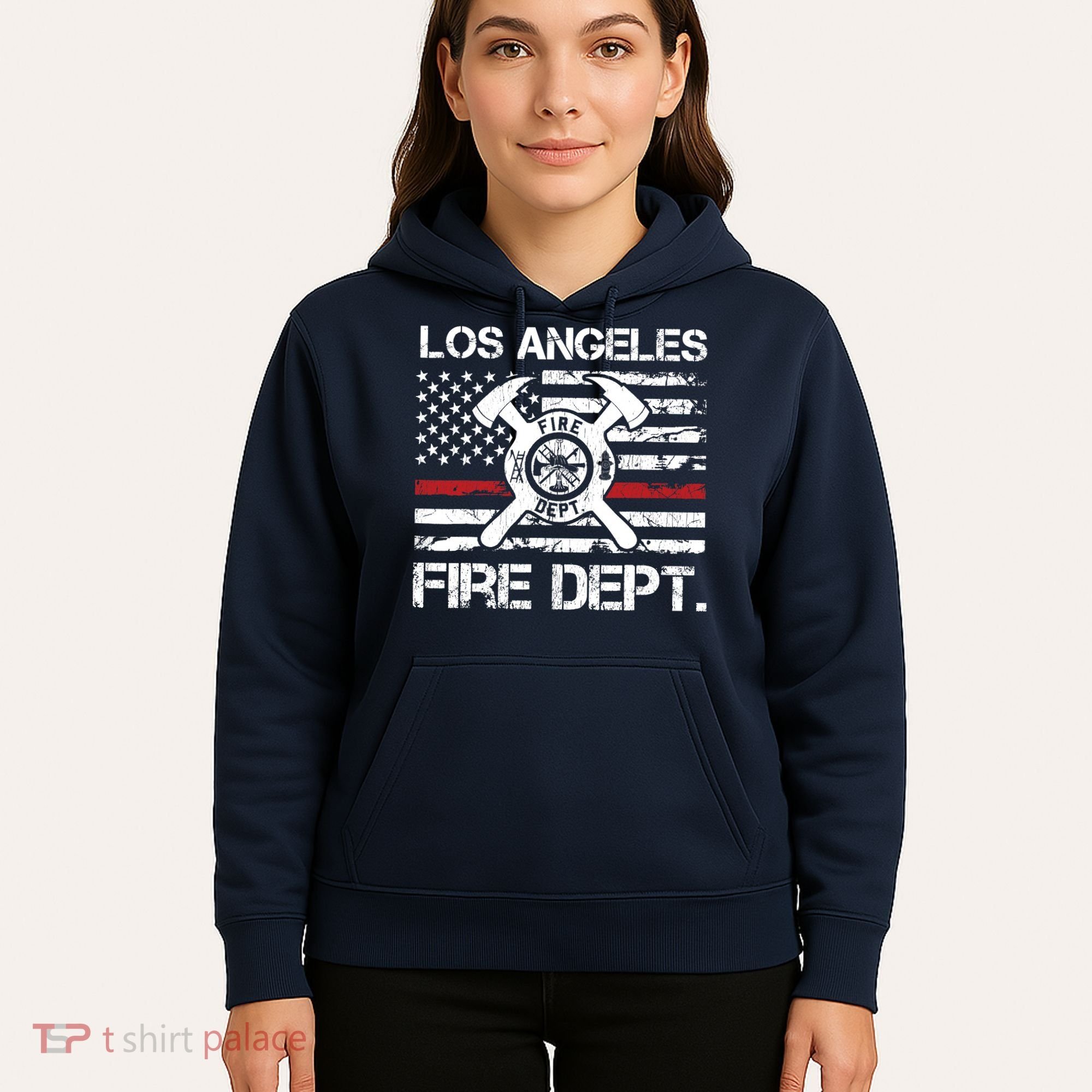 Los Angeles California Fire Department Thin Red Line Fireman Hoodie