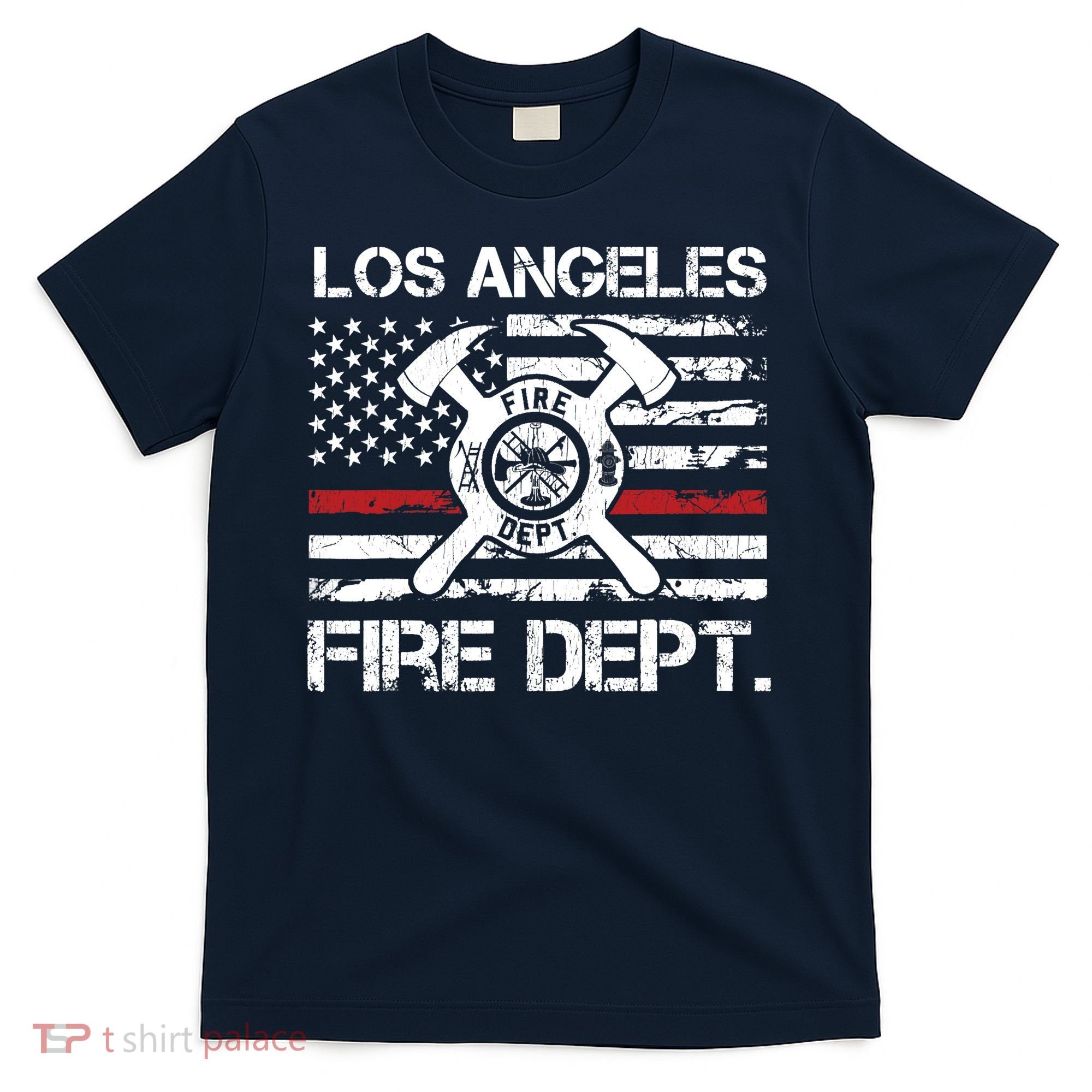 Los Angeles California Fire Department Thin Red Line Fireman T-Shirt
