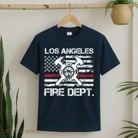 Los Angeles California Fire Department Thin Red Line Fireman T-Shirt thumb 2