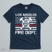 Los Angeles California Fire Department Thin Red Line Fireman T-Shirt thumb 5