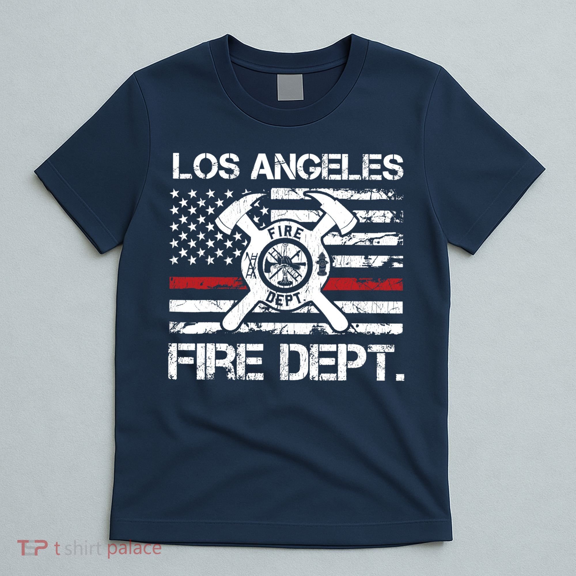 Los Angeles California Fire Department Thin Red Line Fireman T-Shirt