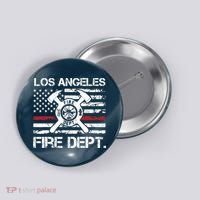 Los Angeles California Fire Department Thin Red Line Fireman Button thumb 0