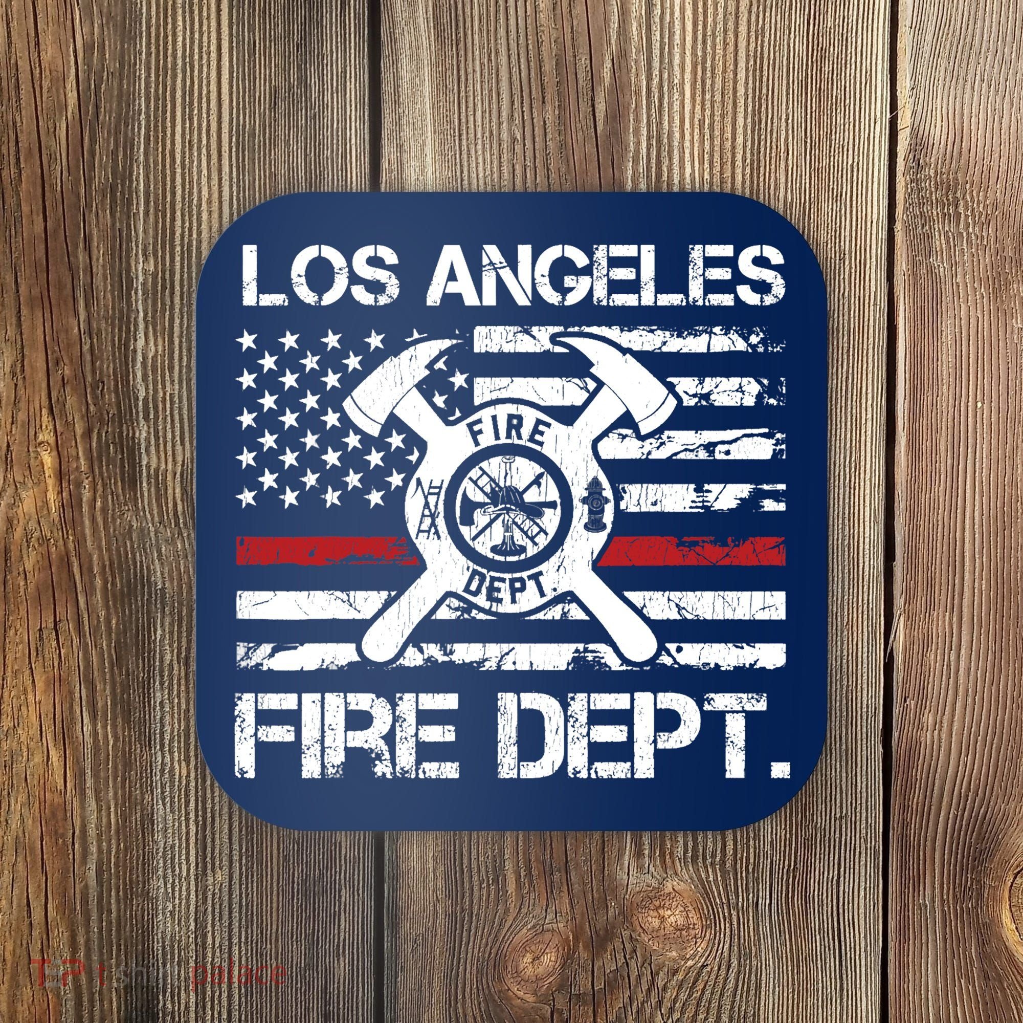 Los Angeles California Fire Department Thin Red Line Fireman Coaster