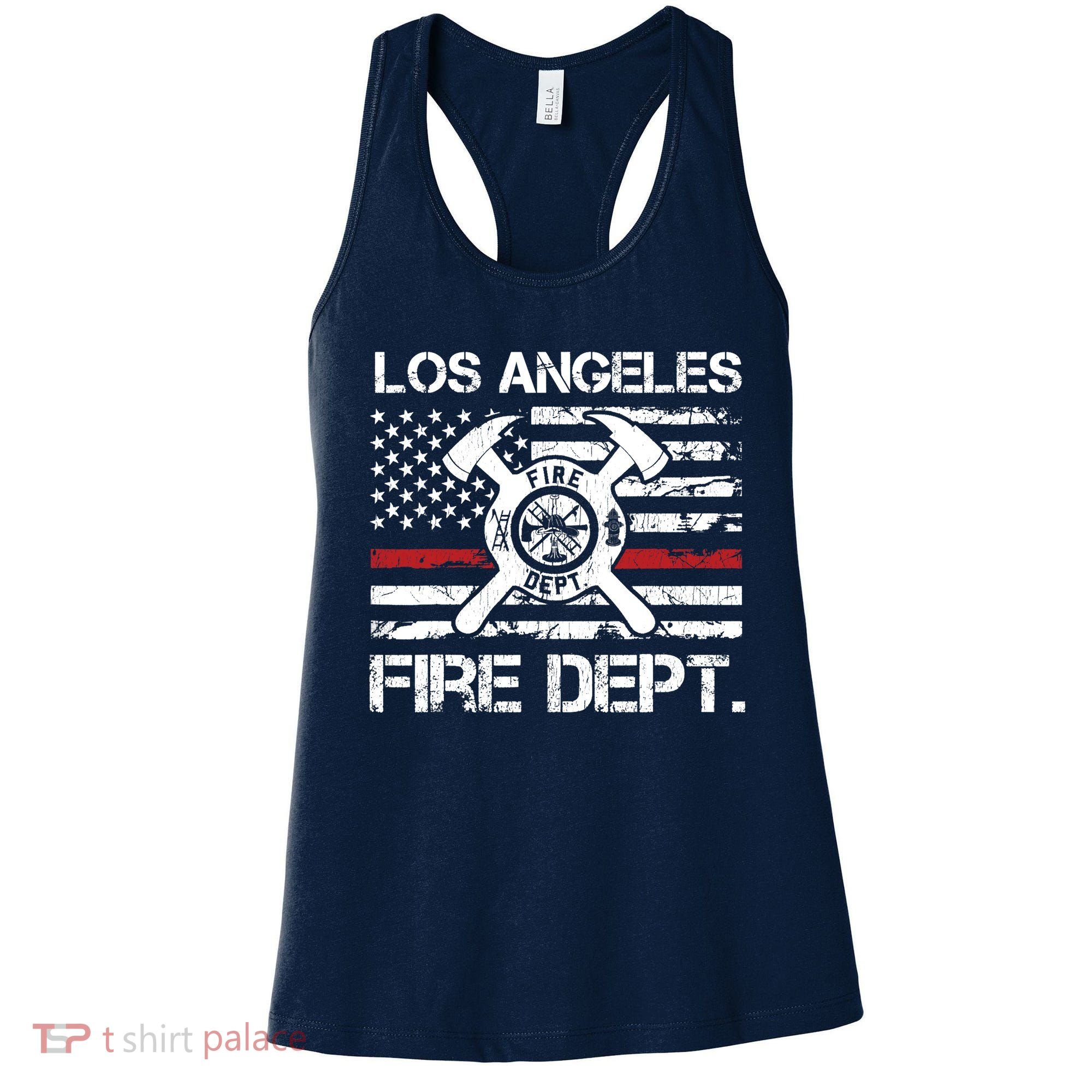 Los Angeles California Fire Department Thin Red Line Fireman Women's Tank Top