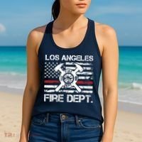Los Angeles California Fire Department Thin Red Line Fireman Women's Tank Top thumb 2