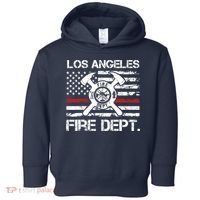 Los Angeles California Fire Department Thin Red Line Fireman Toddler Hoodie thumb 0