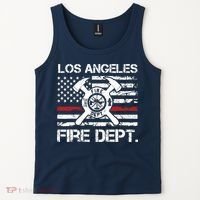 Los Angeles California Fire Department Thin Red Line Fireman Tank Top thumb 2