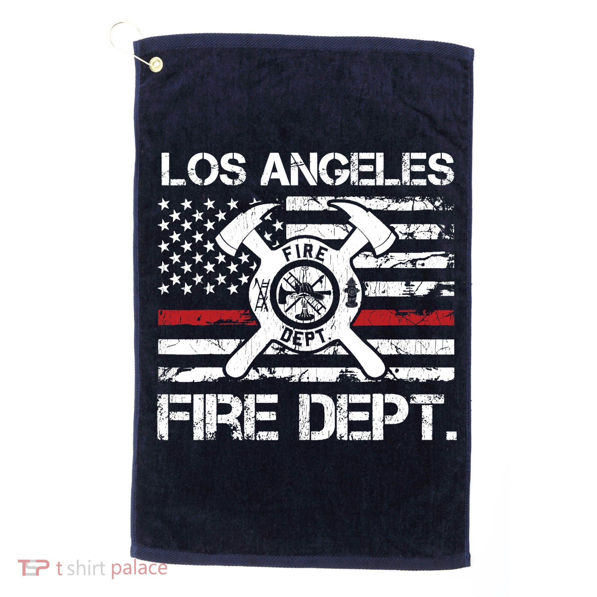 Los Angeles California Fire Department Thin Red Line Fireman Golf Towel