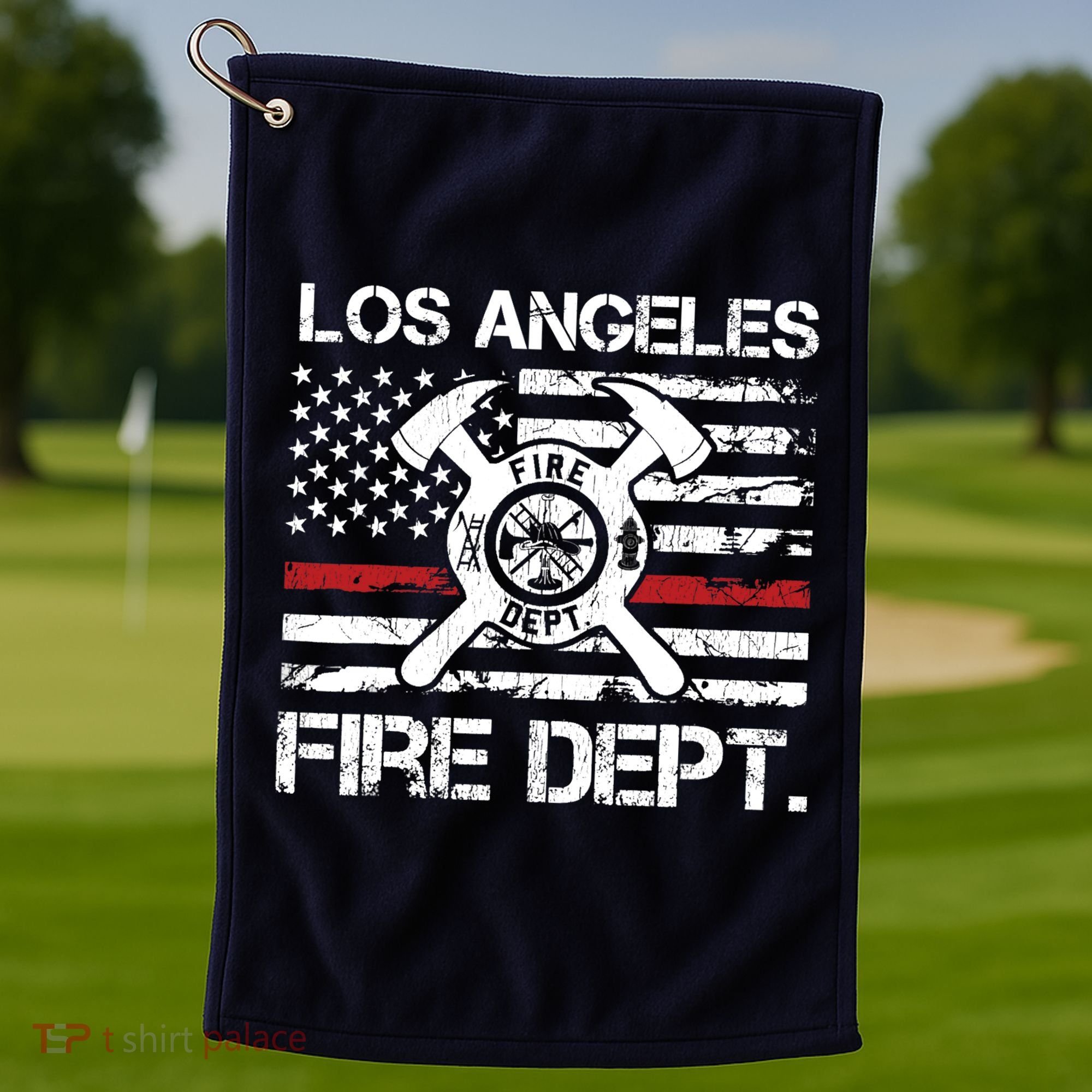 Los Angeles California Fire Department Thin Red Line Fireman Golf Towel