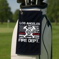 Los Angeles California Fire Department Thin Red Line Fireman Golf Towel thumb 2