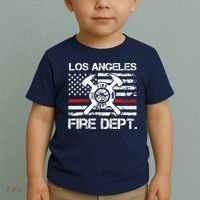 Los Angeles California Fire Department Thin Red Line Fireman Toddler T-Shirt thumb 2