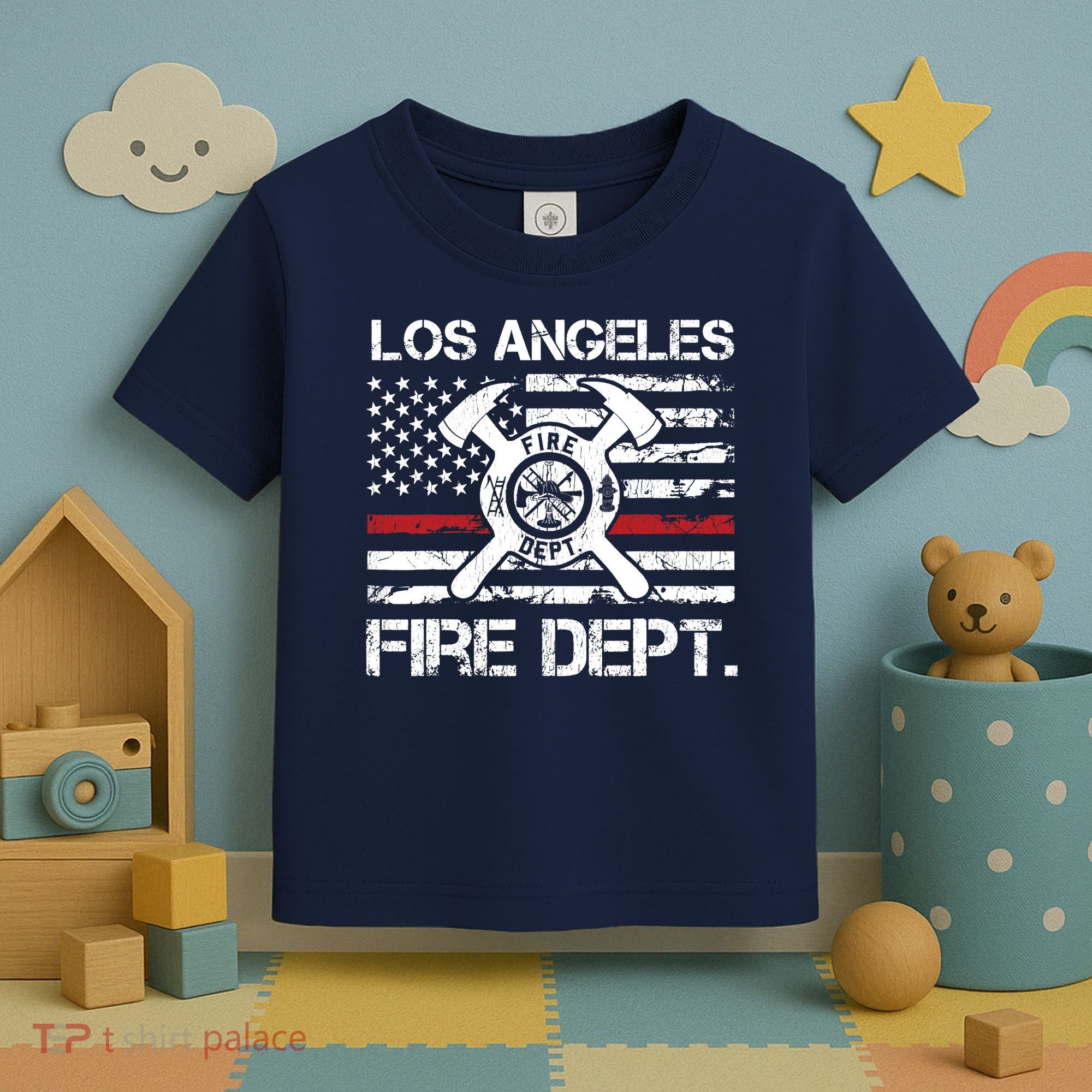 Los Angeles California Fire Department Thin Red Line Fireman Toddler T-Shirt